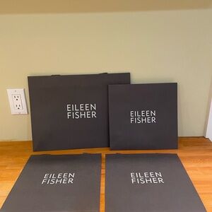 Eileen Fisher Dark Gray Branded Shopping Bags - White Logo